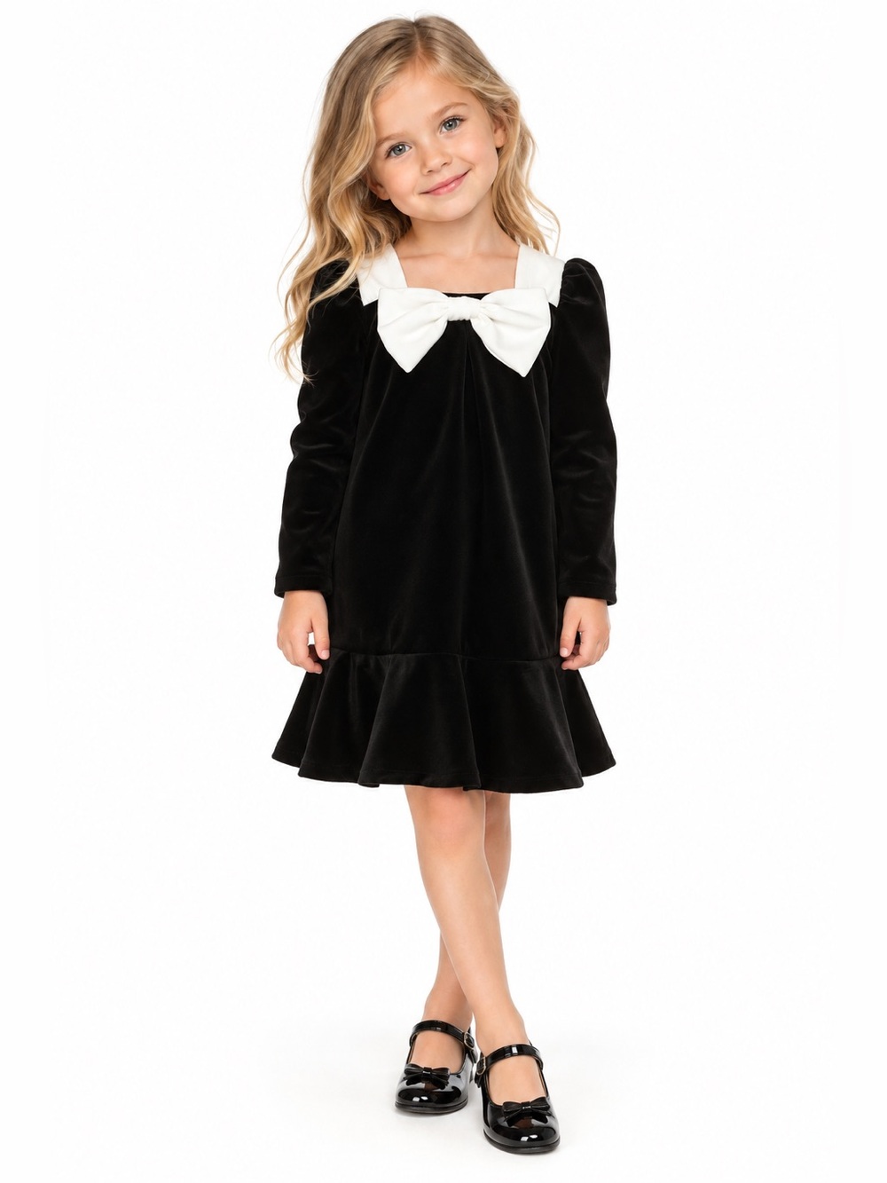 NWT GB Little Girls Long Sleeve Velvet Bow Dress Sz 4